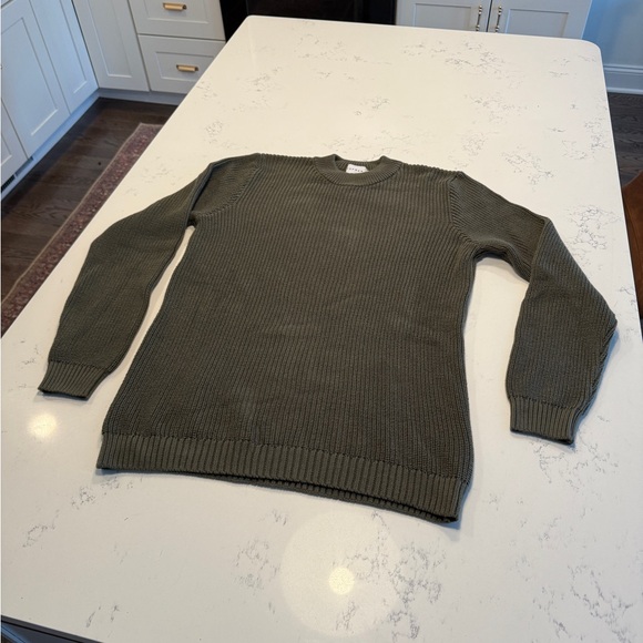 TOPMAN Men's oversized crew olive green Sweater - Picture 1 of 8